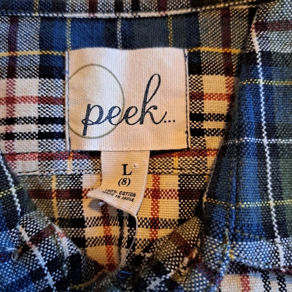 Peek boys size Large or 8 Pioneer Check button up shirt, New - Picture 4 of 5